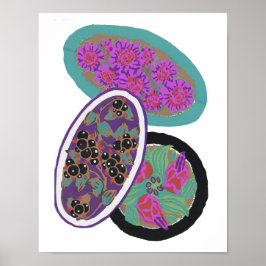  bloemenpatronen, sierlijke Art Nouveau Small Poster