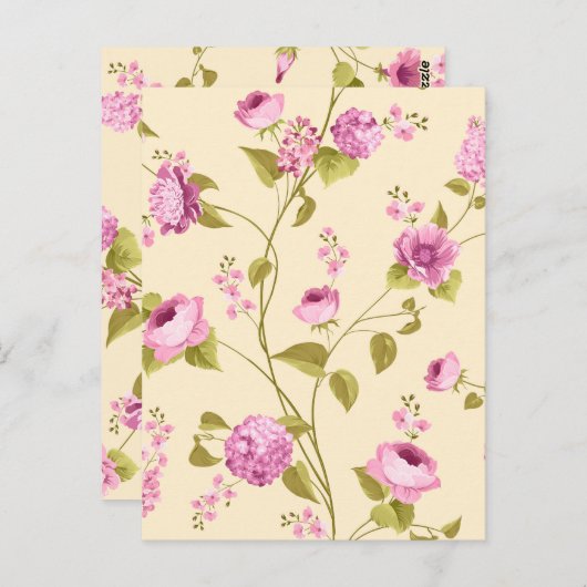 Bloemenpatroon 16 briefkaart (Voorkant / Achterkant)