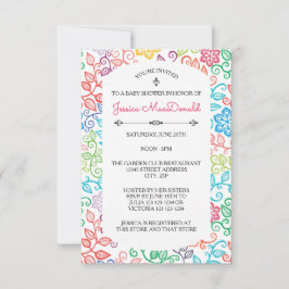 Bloemenpatroon - 3x5 Baby shower Uitnodiging