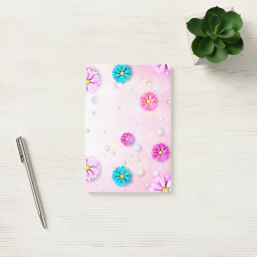 Bloemenpatroon 7 post-it® notes (Kantoor)