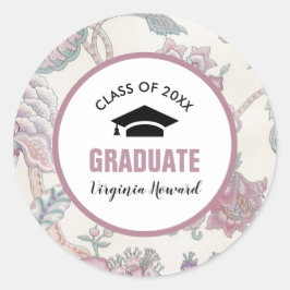 Bloemenpatroon Aangepast Afstuderen Ronde Sticker