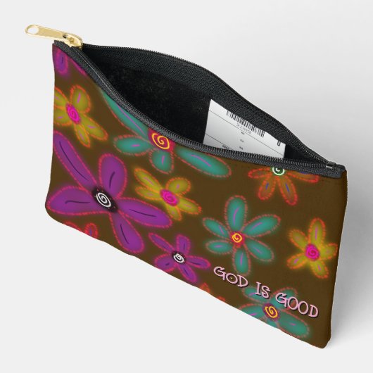 Bloemenpatroon Aangepaste naam Bruin Etui (Open)