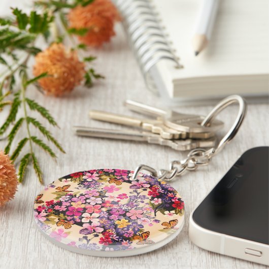 Bloemenpatroon Acryl Sleutelhanger (Voorkant Rechts)