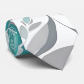 Bloemenpatroon, Aqua, Blauwgroen, Turquoise en Gri Stropdas (Opgerold)