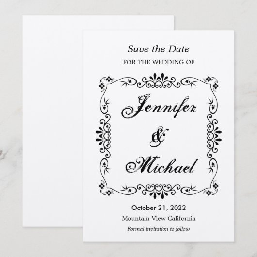  bloemenpatroon Bewaar de trouwdatum Save The Date (Voorkant / Achterkant)