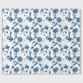 Bloemenpatroon | Blauw & Wit Om het even welke len Cadeaupapier (Vlak)