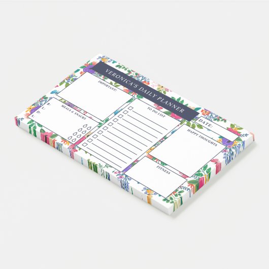  Bloemenpatroon Dagelijkse Planner Post-it® Notes (Schuin)