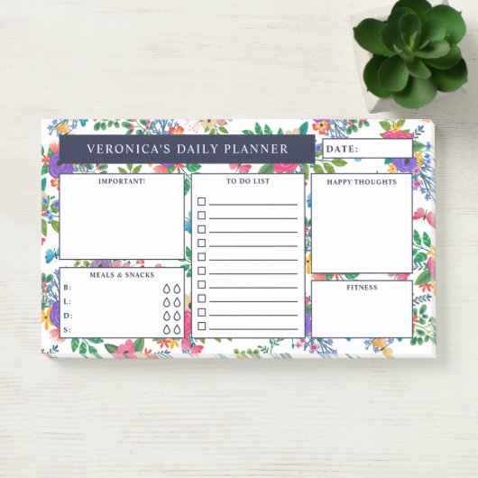 Bloemenpatroon Dagelijkse Planner Post-it® Notes (Kantoor)