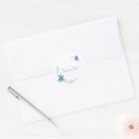 Bloemenpatroon / Dank u Ronde Sticker (Envelop)