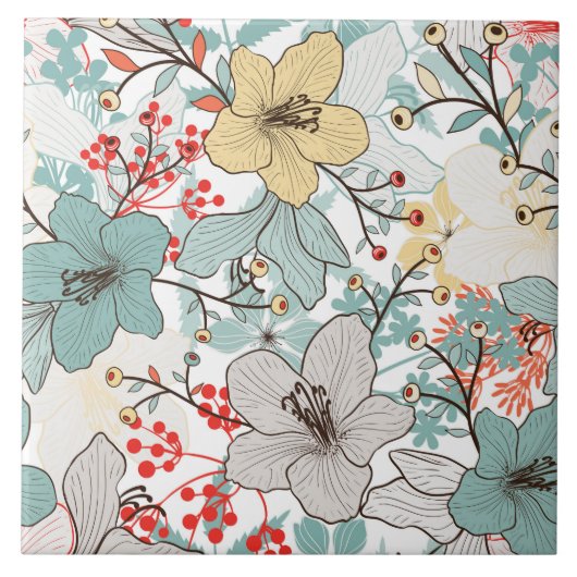 bloemenpatroon Decor Keramische tegel Tegeltje (Voorkant)