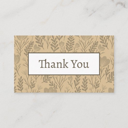 Bloemenpatroon Elegante Botanische Orde Dank u Visitekaartje (Voorkant)