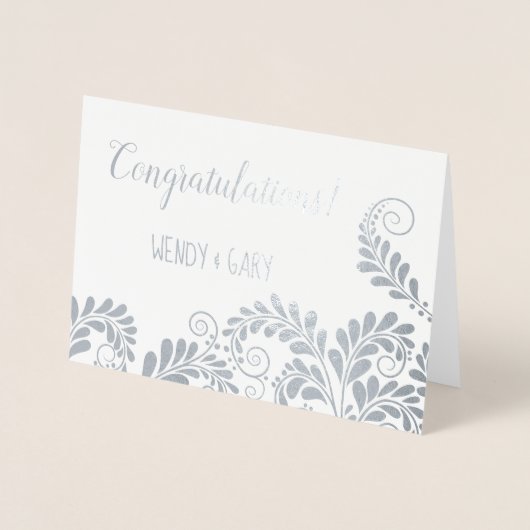Bloemenpatroon Folie bruiloft Gefeliciteerd Kaart (Voorkant)