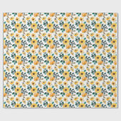 Bloemenpatroon | geel wit madeliefje roos elegant cadeaupapier (Vlak)