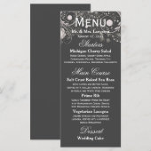 Bloemenpatroon Grijs/Wit - Ontvangst Menu (Voorkant / Achterkant)