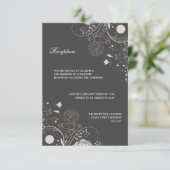 Bloemenpatroon Grijs/Wit - Ontvangst Uitnodiging (Staand voorkant)