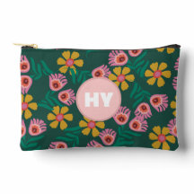 Bloemenpatroon groen schattig monogram cosmetica