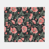 Bloemenpatroon Groene eikenbladeren en roze bloeme Fleece Deken (Voorkant (Horizontaal))