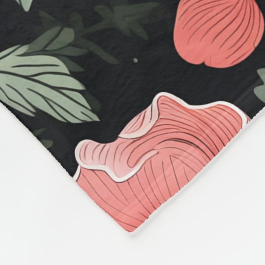 Bloemenpatroon Groene eikenbladeren en roze bloeme Fleece Deken (Hoek)