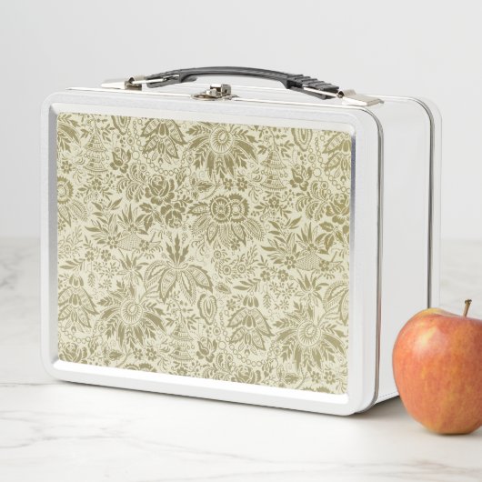 Bloemenpatroon Groene salie Antiek Damask (In situ)