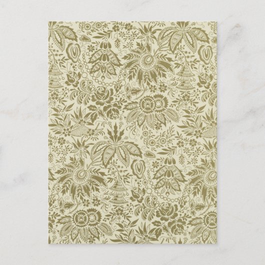 Bloemenpatroon Groene salie Antiek Damask Briefkaart (Voorkant)