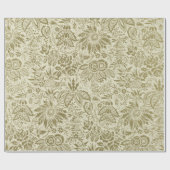 Bloemenpatroon Groene salie Antiek Damask Cadeaupapier (Vlak)