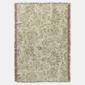 Bloemenpatroon Groene salie Antiek Damask Deken (Voorkant Verticaal)