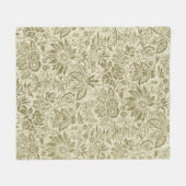 Bloemenpatroon Groene salie Antiek Damask Fleece Deken (Voorkant (Horizontaal))