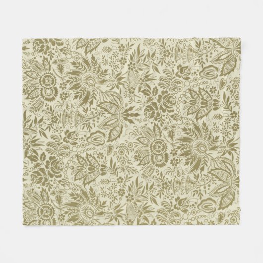 Bloemenpatroon Groene salie Antiek Damask Fleece Deken (Voorkant (Horizontaal))
