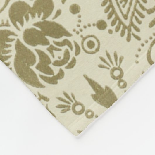Bloemenpatroon Groene salie Antiek Damask Fleece Deken (Hoek)