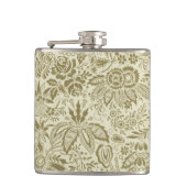 Bloemenpatroon Groene salie Antiek Damask Heupfles (Voorkant)