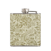 Bloemenpatroon Groene salie Antiek Damask Heupfles (Achterkant)