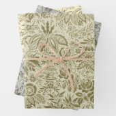 Bloemenpatroon Groene salie Antiek Damask Inpakpapier Vel (In situ)