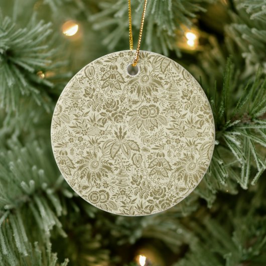 Bloemenpatroon Groene salie Antiek Damask Keramisch Ornament (Boom)