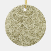 Bloemenpatroon Groene salie Antiek Damask Keramisch Ornament (Voorkant)