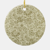 Bloemenpatroon Groene salie Antiek Damask Keramisch Ornament (Achterkant)