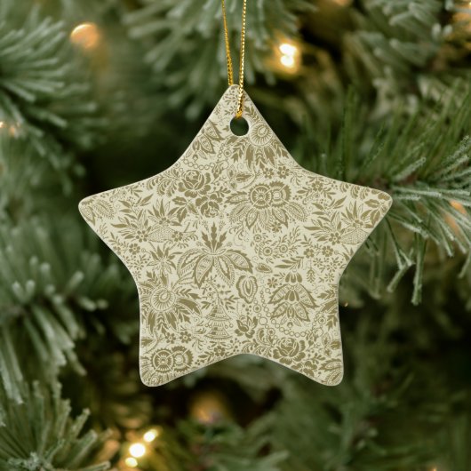 Bloemenpatroon Groene salie Antiek Damask Keramisch Ornament (Boom)