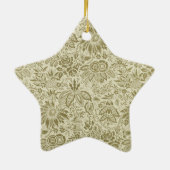 Bloemenpatroon Groene salie Antiek Damask Keramisch Ornament (Achterkant)