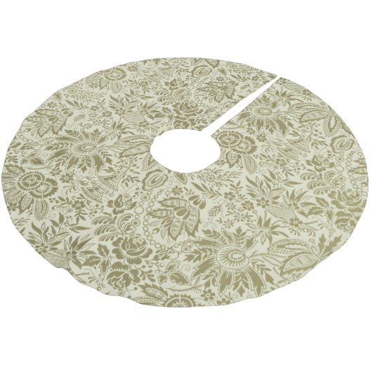 Bloemenpatroon Groene salie Antiek Damask Kerstboom Rok (Gekanteld)