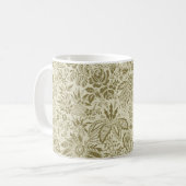 Bloemenpatroon Groene salie Antiek Damask Koffiemok (Voorkant links)