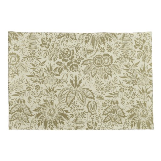 Bloemenpatroon Groene salie Antiek Damask Kussensloop (Achterkant-Rechts)