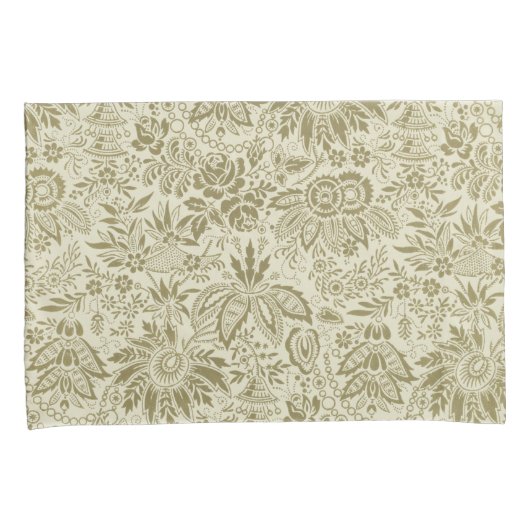 Bloemenpatroon Groene salie Antiek Damask Kussensloop (Voorkant-Rechts)