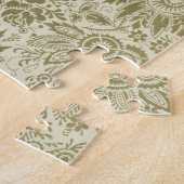Bloemenpatroon Groene salie Antiek Damask Legpuzzel (Zijkant)