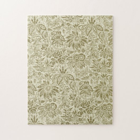 Bloemenpatroon Groene salie Antiek Damask Legpuzzel (Verticaal)