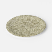 Bloemenpatroon Groene salie Antiek Damask Papieren Bordje (Gekanteld)