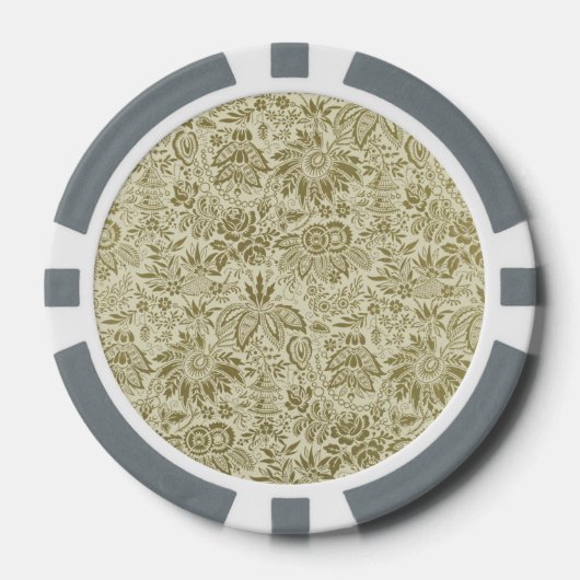 Bloemenpatroon Groene salie Antiek Damask Poker Chips (Voorkant)