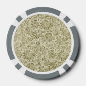 Bloemenpatroon Groene salie Antiek Damask Poker Chips (Achterkant)