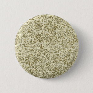 Bloemenpatroon Groene salie Antiek Damask Ronde Button 5,7 Cm