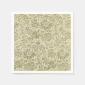 Bloemenpatroon Groene salie Antiek Damask Servet (Voorkant)