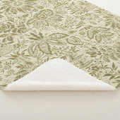 Bloemenpatroon Groene salie Antiek Damask Sherpa Deken (3/4)
