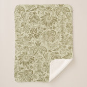 Bloemenpatroon Groene salie Antiek Damask Sherpa Deken (Voorkant)